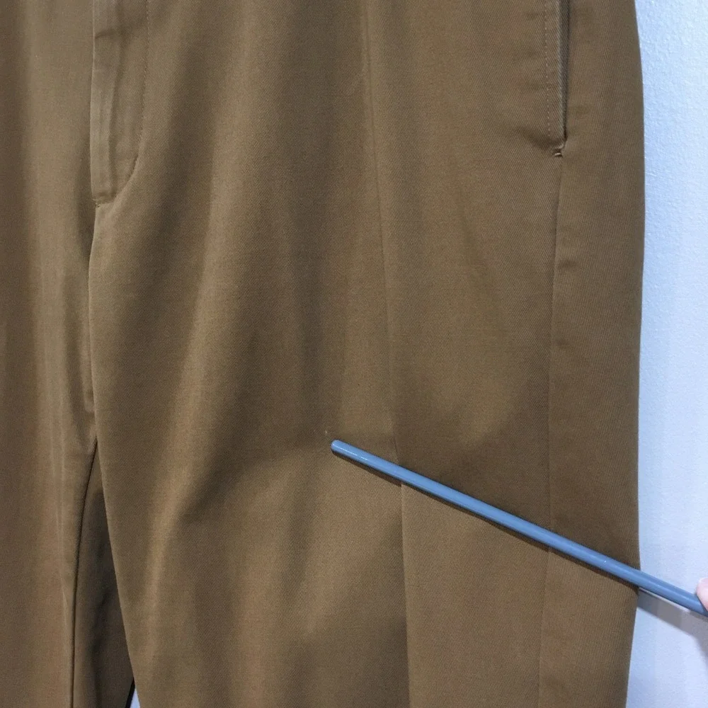 Lands End Tailored Fit Chino Pants Mens 37x32 Brown Flat Front Classic Preppy